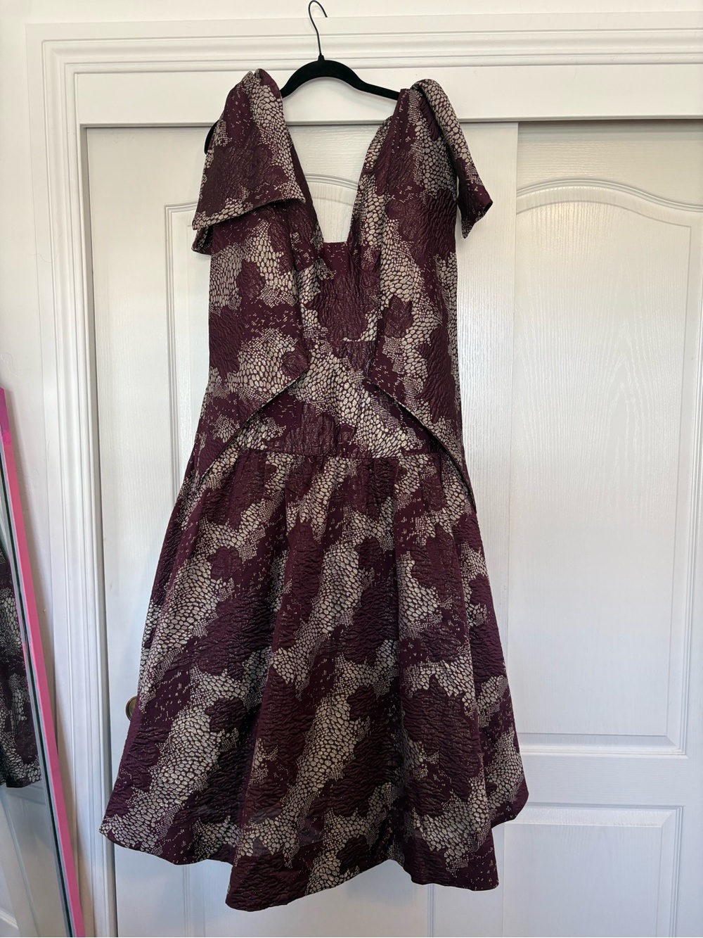 BHLDN Purple Floral Textured Fit-and-Flare Dress